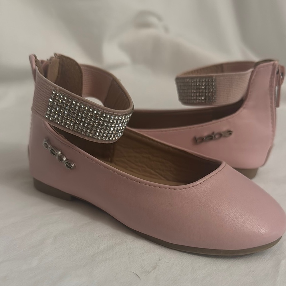 Bebe Pink Dress Shoes with Rhinestone Strap